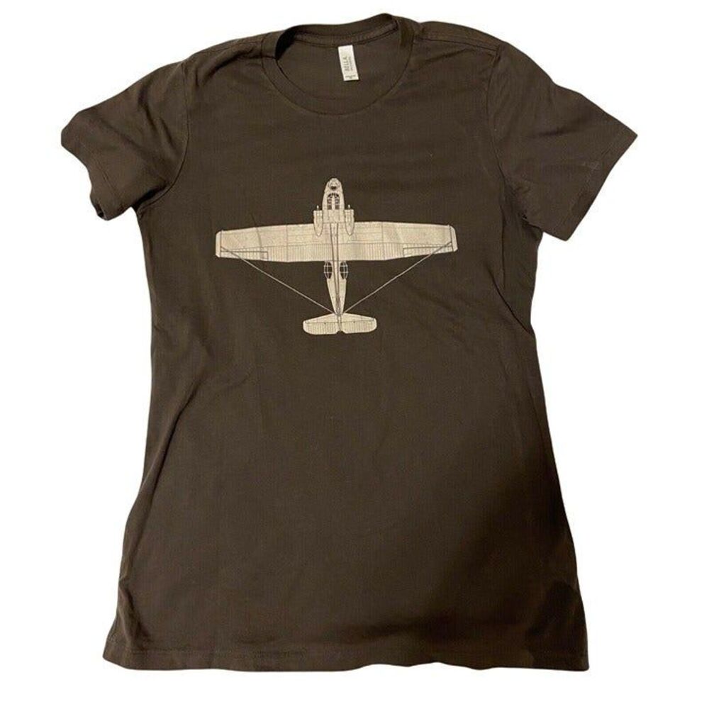Bella+Canvas Boys Airplane Graphic Short Sleeve Crew Neck T shirt Brown xl